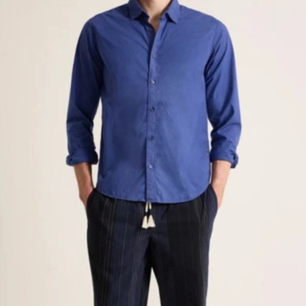 Orlebar Brown Giles GD Poplin Shirt Nightfall Blue Size XL